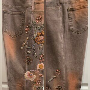 Christine Phillipe Embellished Floral Jeans